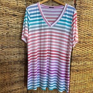 Striped Multicolor V-Neck Women's Top